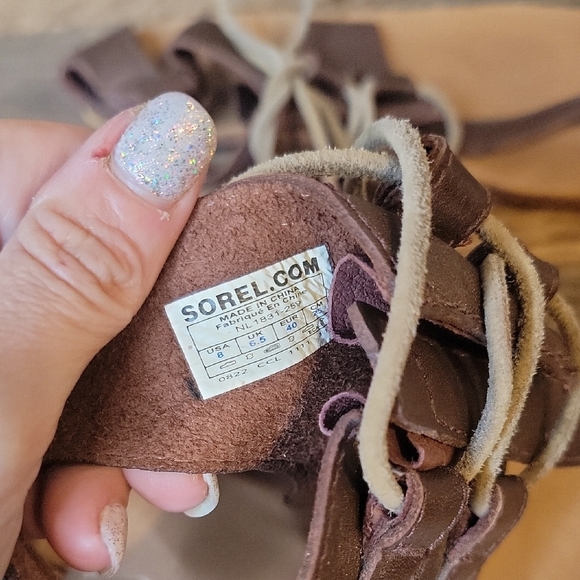 Sorel Brown Sandals Flat Gladiator Style - Picture 3 of 4